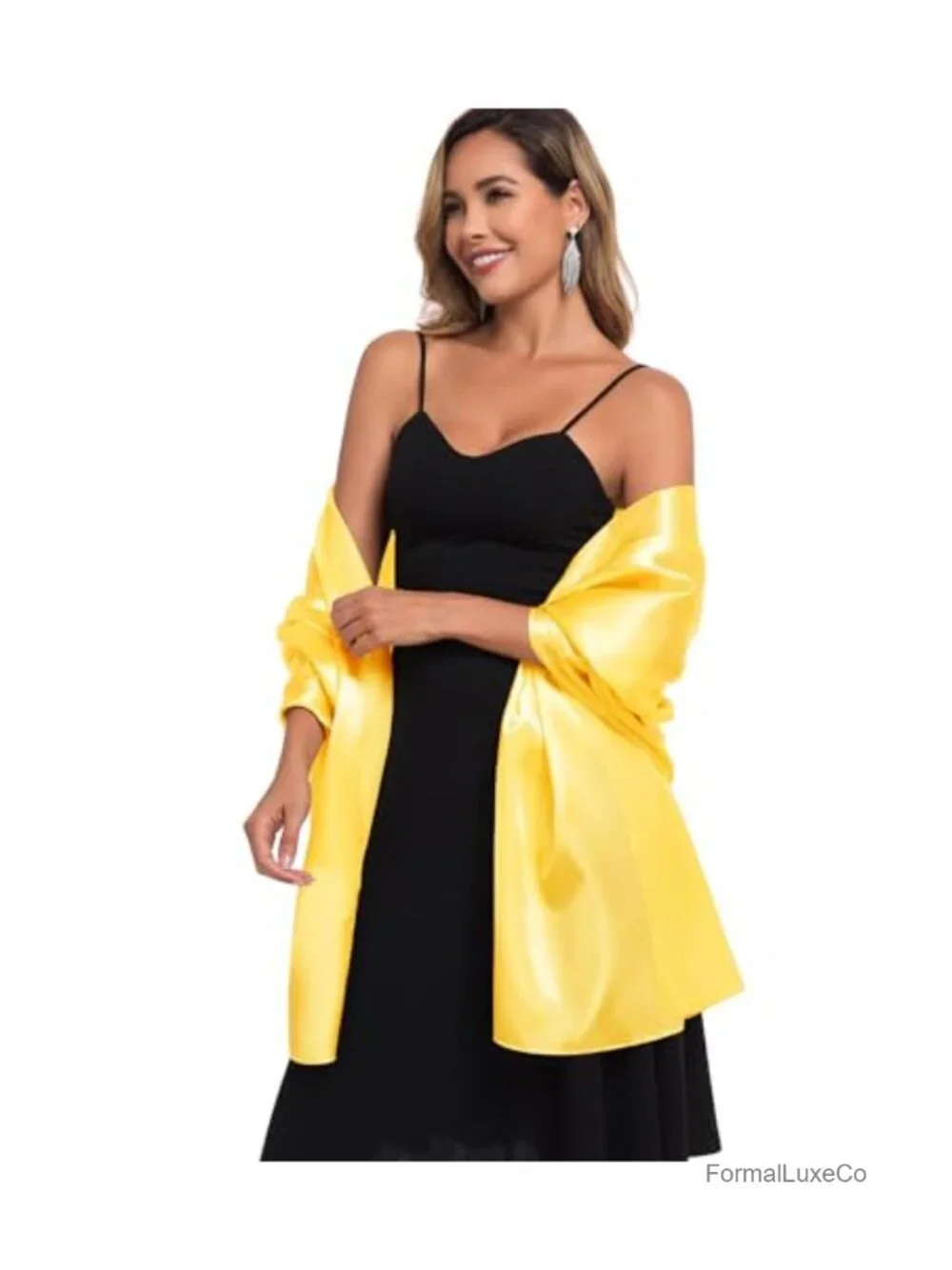 Satin Wrap Shawl for Evening Dresses Wedding Guest Long Scarf Pashmina
